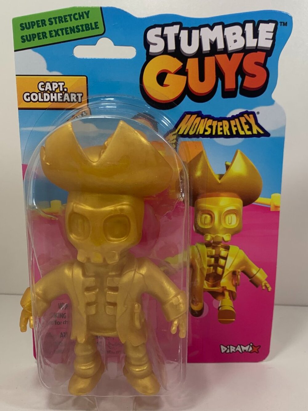 Stumble Guys Monster Flex Capt. Goldheart Super Stretchy Figure Toy 5” New